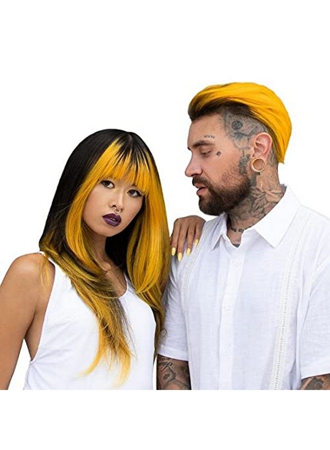 Lemon Drop Semipermanent Hair Color (Yellow) Complete Kit With Bleach & Gloves