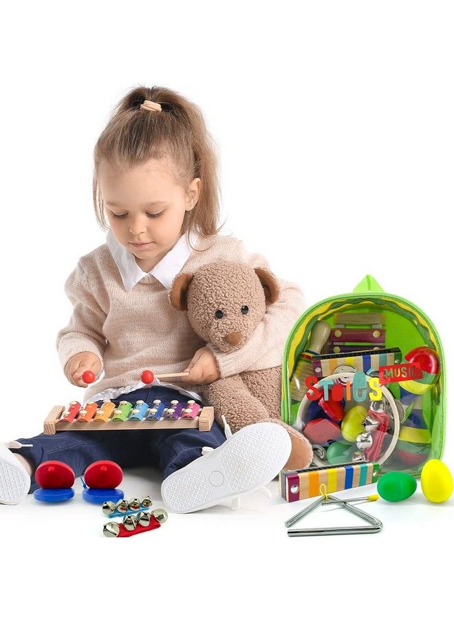 Kids Musical Instruments Set 19 Pcs For Toddler Ages 35 Baby Wooden Percussion Musical Toys For Little Boys & Girls 912 Years Old With Xylophone And Maracas To Play In First Mini Band