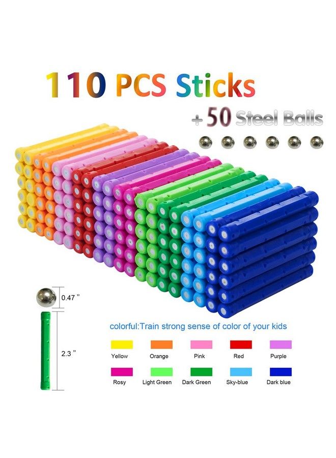 160Pcs Magnetic Toys Upgraded 2.28 Inches Magnet Sticks Educational Toys Stem Toys Set 3D Puzzle For Kids And Adult