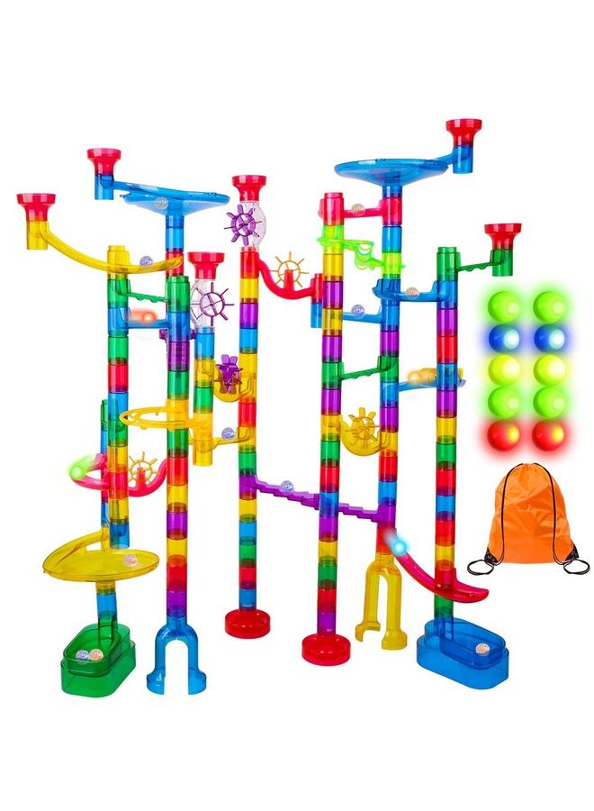 Marble Run Sets For Kids 153Pcs Marble Race Track Marble Maze Madness Game Stem Building Tower Toy For 4 5 6 + Year Old Boys Girls(113 Pcs + 30 Glass + 10 Led Lighted Marbles)