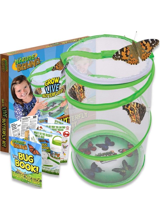 Butterfly Growing Kit With Discount Voucher To Redeem Caterpillars Later For Home Or School Use Green Popup Cage 13Inches Tall For Boys And Girls Ages 6+