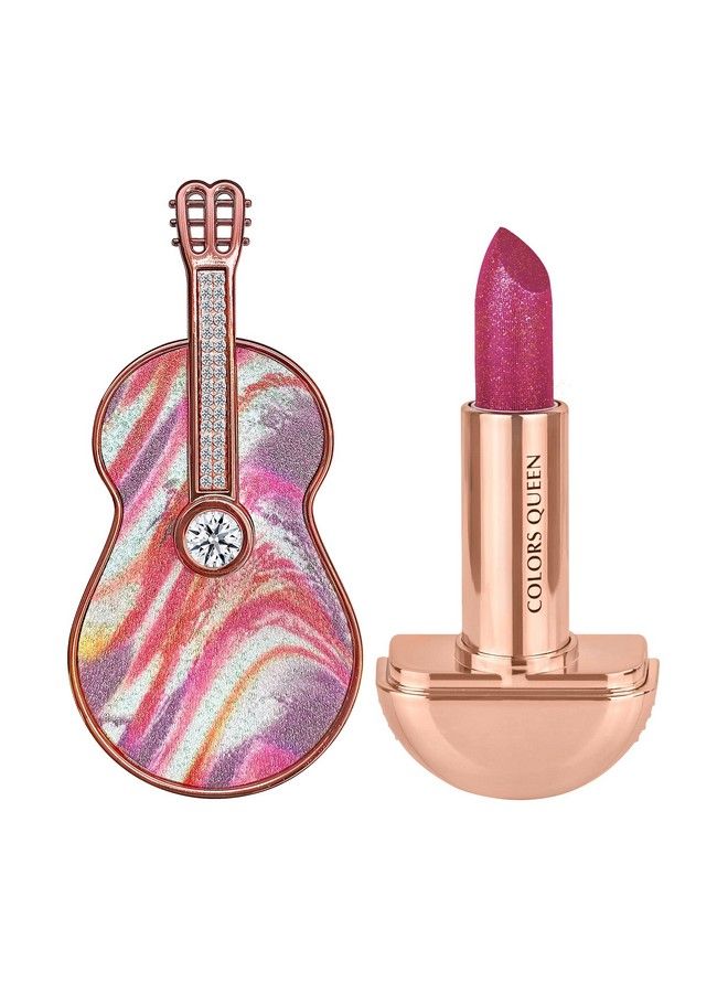 Glitter Lipstick ; Rockstar ; Non Transfer Matte Finish Smudge Proof Water Proof 12 Hr Stay ; Pink Peonies (3G)