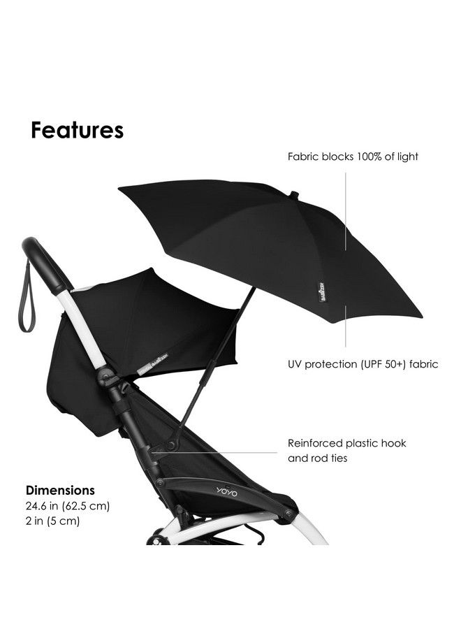 Yoyo Parasol Black Upf 50+ Protection Compatible With The 0+ Newborn Pack Bassinet Car Seat & 6+ Color Pack