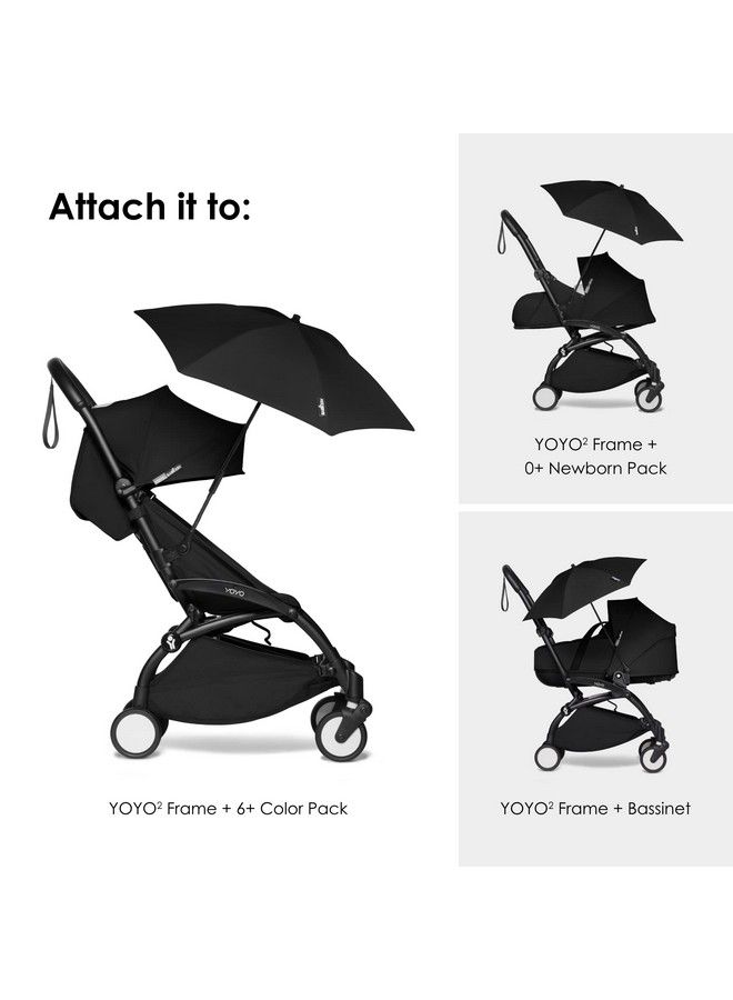Yoyo Parasol Black Upf 50+ Protection Compatible With The 0+ Newborn Pack Bassinet Car Seat & 6+ Color Pack