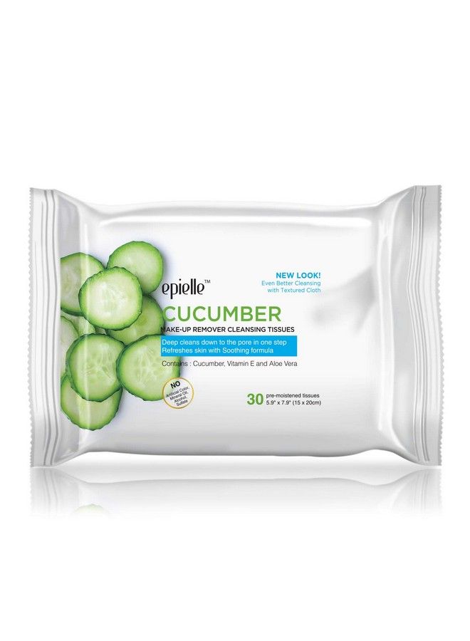 New Makeup Remover Cleansing Wipes Tissue Cucumber 30 Count 6 Pack ; Gentle For All Skin Types Daily Facial Cleansing Towelettes Removes Dirt Oil Makeup (Cucumber) Beauty Stocking Stuffers Gift