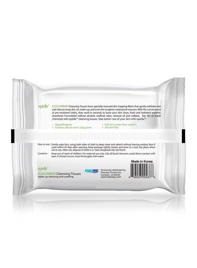 New Makeup Remover Cleansing Wipes Tissue Cucumber 30 Count 6 Pack ; Gentle For All Skin Types Daily Facial Cleansing Towelettes Removes Dirt Oil Makeup (Cucumber) Beauty Stocking Stuffers Gift