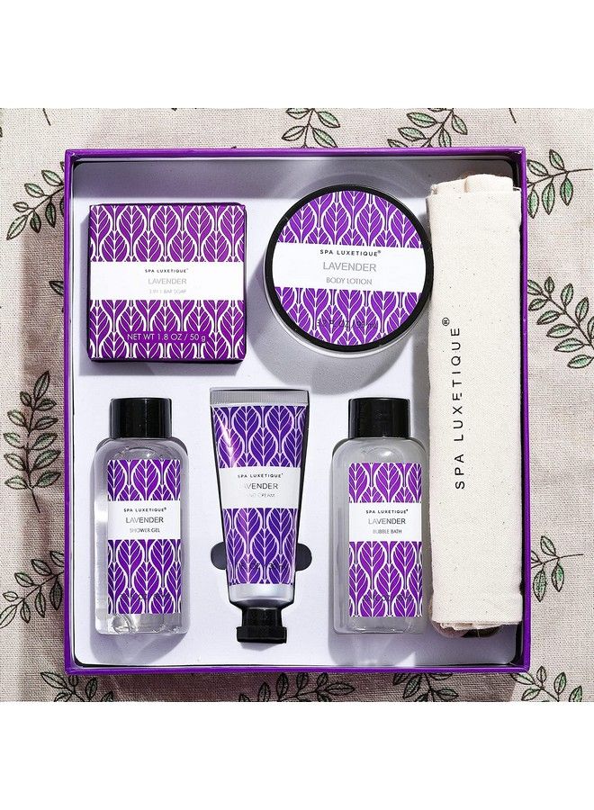 Lavender Bath Set Spa Set For Women Gift Relaxing Home Spa Kits Includes Body Lotion Shower Gel Bubble Bath Hand Cream Lavender Bath Set