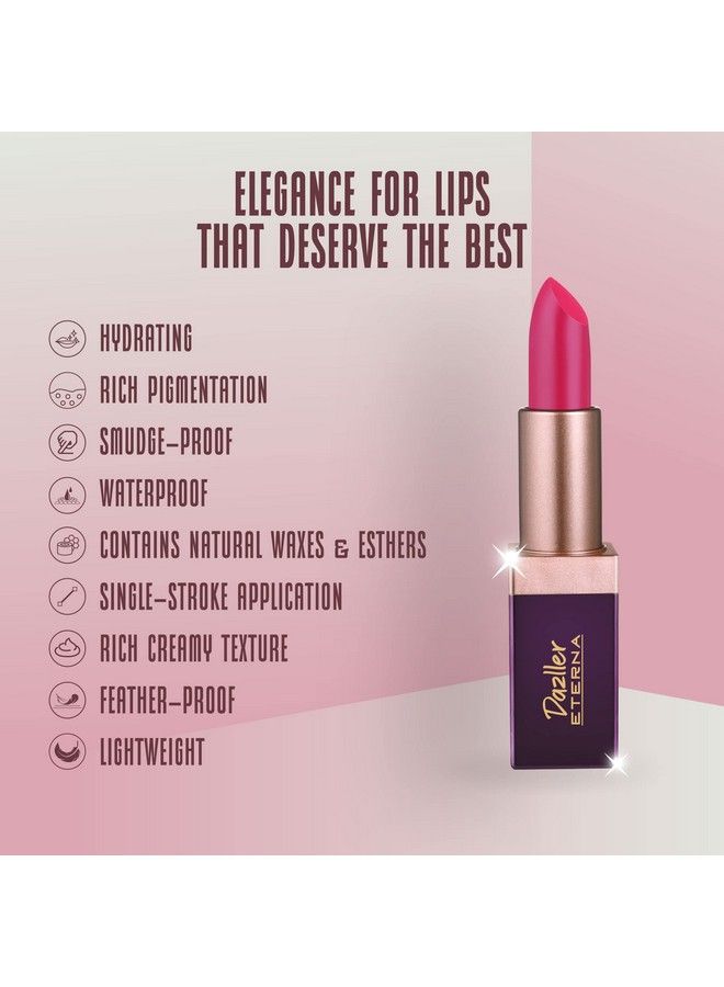 Eterna Lip Eleganz Lipstick 4G 1011 Purple Pink Creme Sheen Smudgeproof Lightweight Singlestroke Application Intense Pigmentation Enriched With Herbal Extracts Vegan Crueltyfree