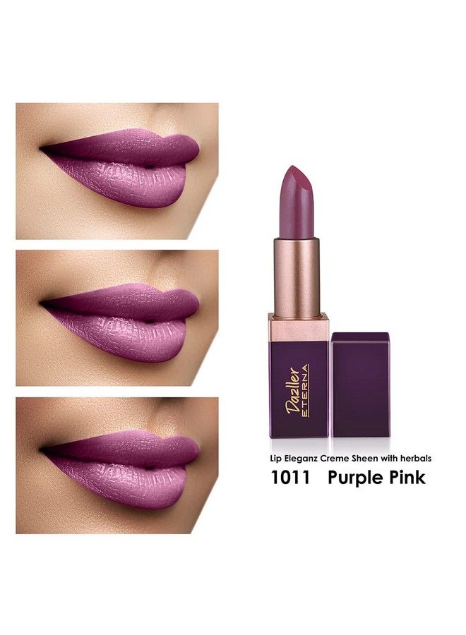 Eterna Lip Eleganz Lipstick 4G 1011 Purple Pink Creme Sheen Smudgeproof Lightweight Singlestroke Application Intense Pigmentation Enriched With Herbal Extracts Vegan Crueltyfree