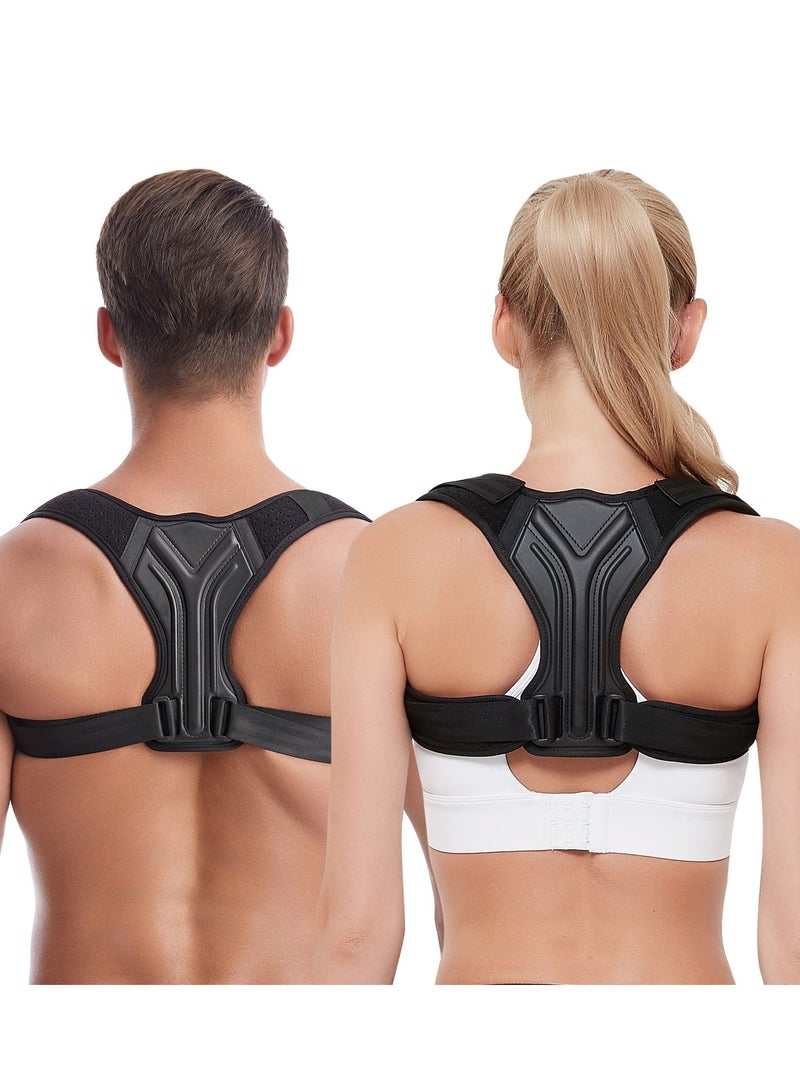 Back Correction Strap Adjustable Posture Corrector Spine Straightener for Relief of Neck Shoulder Pain Develop Good Seated Standing for Men Women Elderly Teens Black S