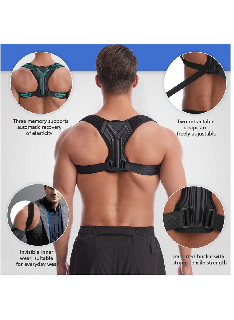 Back Correction Strap Adjustable Posture Corrector Spine Straightener for Relief of Neck Shoulder Pain Develop Good Seated Standing for Men Women Elderly Teens Black S