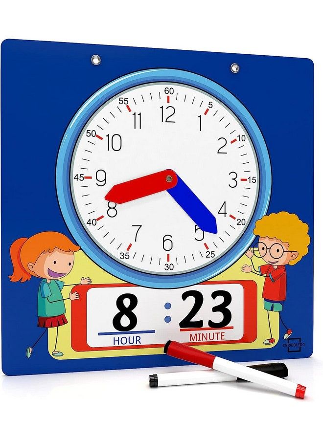 Writable Dry Erase Learning Clock For Kids Write & Wipe Demonstration Clock For Kids Learning To Tell Time Classrooms And Homeschool Supplies