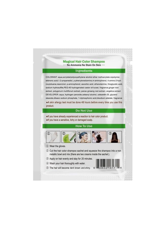 Shampoo 5 Pouches Dark Brown Hair Color Shampoo With Herbals For Men And Women New & Improved Formula All Hair Types With Herbals Ingredients Dark Brown Hair Shampoo 5 Pouches With 5 Pair Of Gloves.