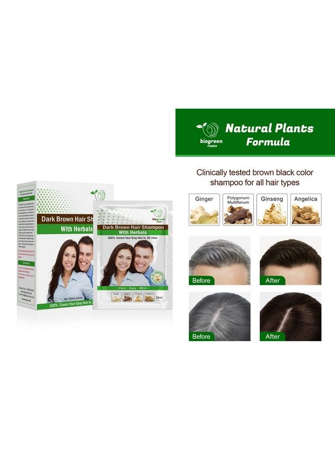 Shampoo 5 Pouches Dark Brown Hair Color Shampoo With Herbals For Men And Women New & Improved Formula All Hair Types With Herbals Ingredients Dark Brown Hair Shampoo 5 Pouches With 5 Pair Of Gloves.