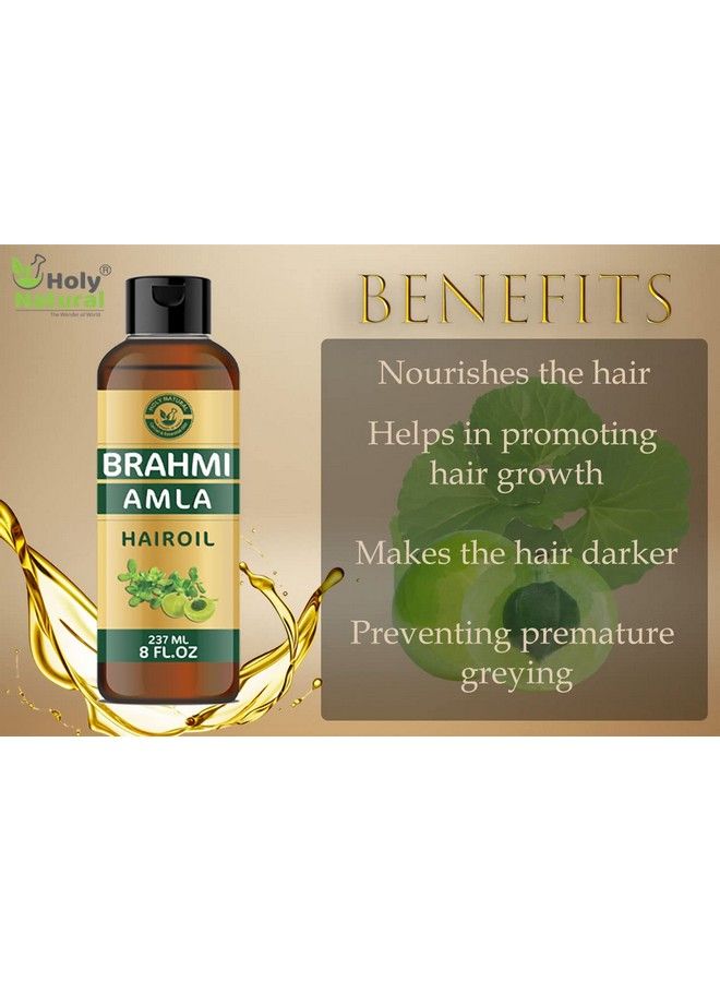 Holy Natural Brahmi Amla Hair Oil (237Ml) Brahmi With Indian Gooseberry Hair Oil For Hair Growth Strong & Healthy Hair.