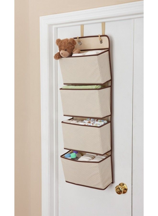 4 Pocket Over The Door Hanging Organizer Easy Storage/Organization Solution Versatile And Accessible In Any Room In The House Beige