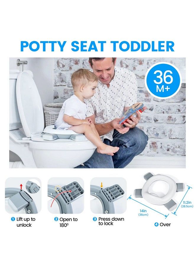Portable Potty Training Toilet For Boys And Girls With Storage Bag Foldable Travel Potty Chair Toddler Potty Seat For Indoor And Outdoor Easy To Clean Includes Free 40Pcs Travel Bags(Gray)