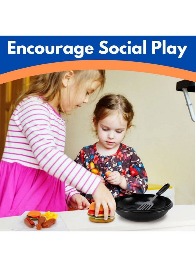 Play Food Kids Toy Set With Frying Pan And Spatula 25Piece Kitchen Cooking Pretend Play Toy Grill Set For Toddlers Kids