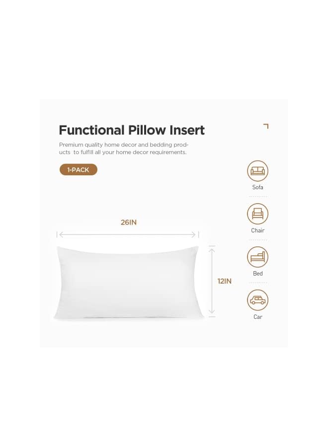 Decorative Rectangle Throw Pillow Inserts, Hypoallergenic Form Stuffer Cushion Sham Filler, 16x26, White