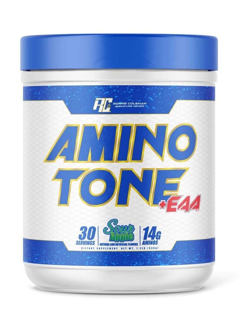 Amino-Tone EAAs Amino Acids Powder with BCAAs, Hydration Essential Amino Acids Post Workout Muscle Recovery, Sour Apple 30 Servings