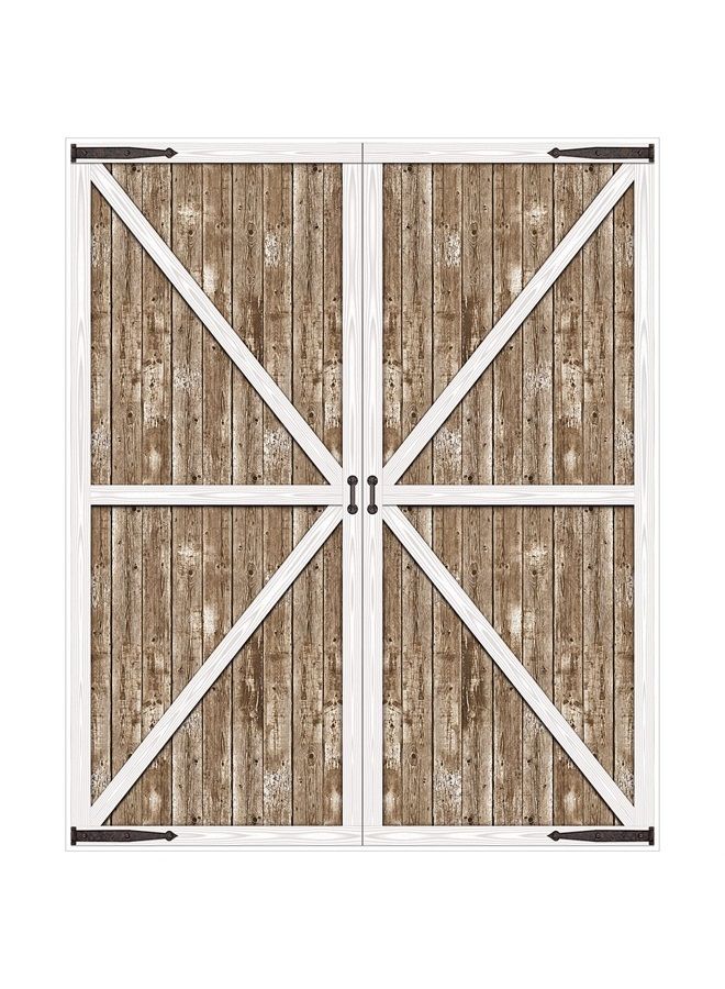 6' x 5' Rustic Western Barn Door Photography Background Farm Theme Photo Shoot Backdrop For Birthday, Baby Showers, Wedding Day Décor, Brown/White/Black