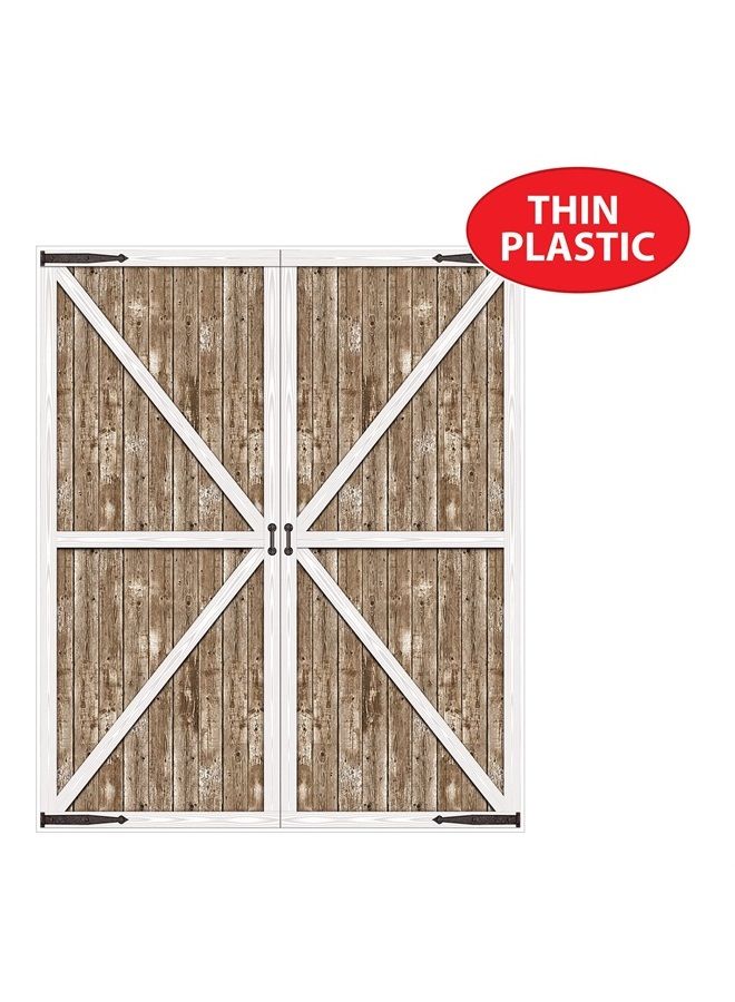 6' x 5' Rustic Western Barn Door Photography Background Farm Theme Photo Shoot Backdrop For Birthday, Baby Showers, Wedding Day Décor, Brown/White/Black