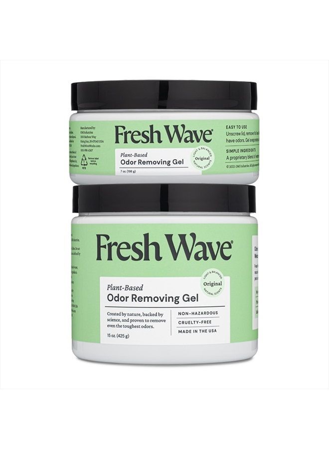 Odor Removing Gel, 15 oz. & 7 oz.| Odor Absorbers for Home | Safer Odor Relief | Natural Plant-Based Odor Eliminator | Every 15 oz. lasts 30-60 Days | For Cooking, Trash & Pets
