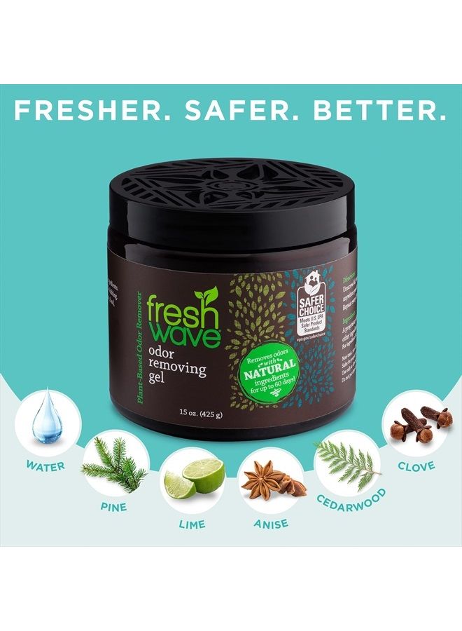 Odor Removing Gel, 15 oz. & 7 oz.| Odor Absorbers for Home | Safer Odor Relief | Natural Plant-Based Odor Eliminator | Every 15 oz. lasts 30-60 Days | For Cooking, Trash & Pets