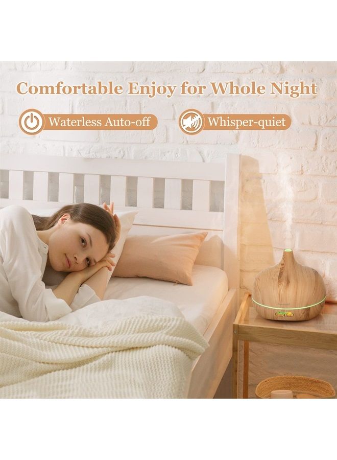 Essential Oil Diffuser Aromatherapy Diffusers: 550ml Ultrasonic Cool Mist Large Aroma Scent Essential Oils Diffuser Waterless Shut Off for Bedroom Home Office Living Room Wood Grain