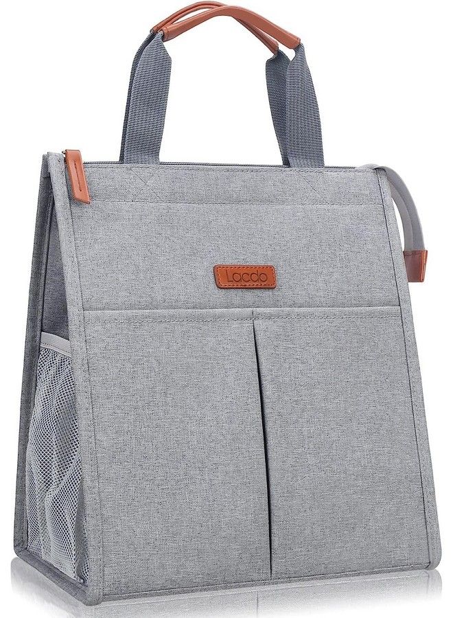 Lunch Bag For Women Men Insulated Lunch Tote Bags Waterproof Reusable Lunch Box Soft Cooler With Pockets For Work School Travel Picnic Gray