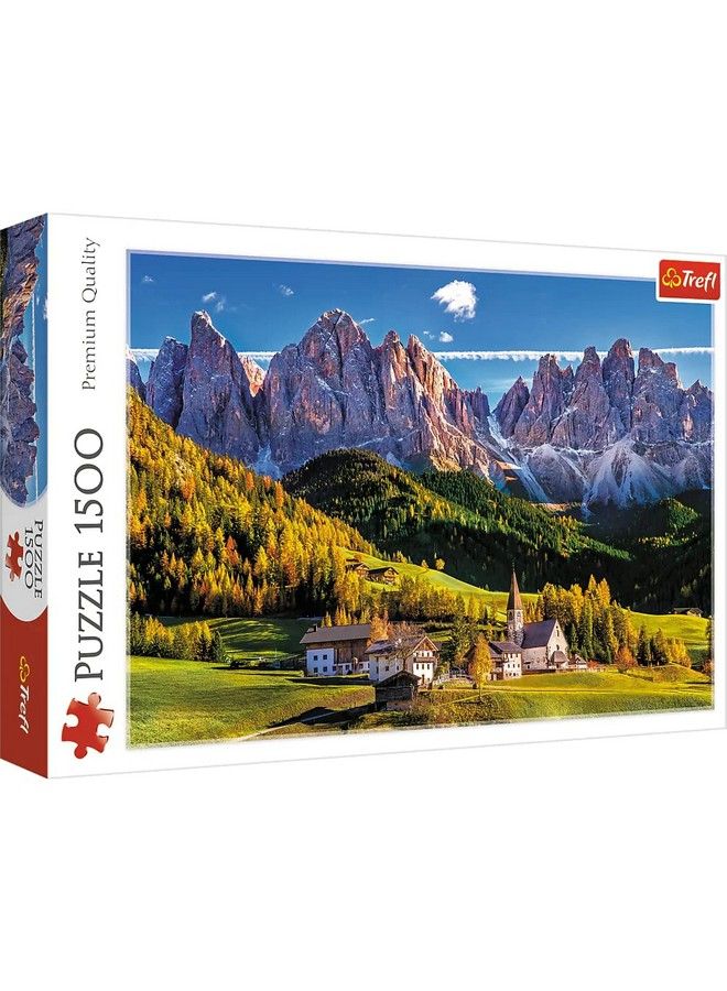 Red 1500 Piece Puzzle Val Di Funes Valley Dolomites Italy