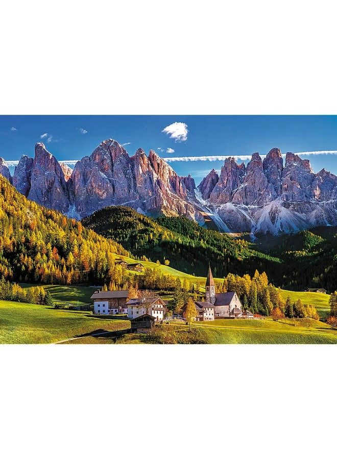 Red 1500 Piece Puzzle Val Di Funes Valley Dolomites Italy