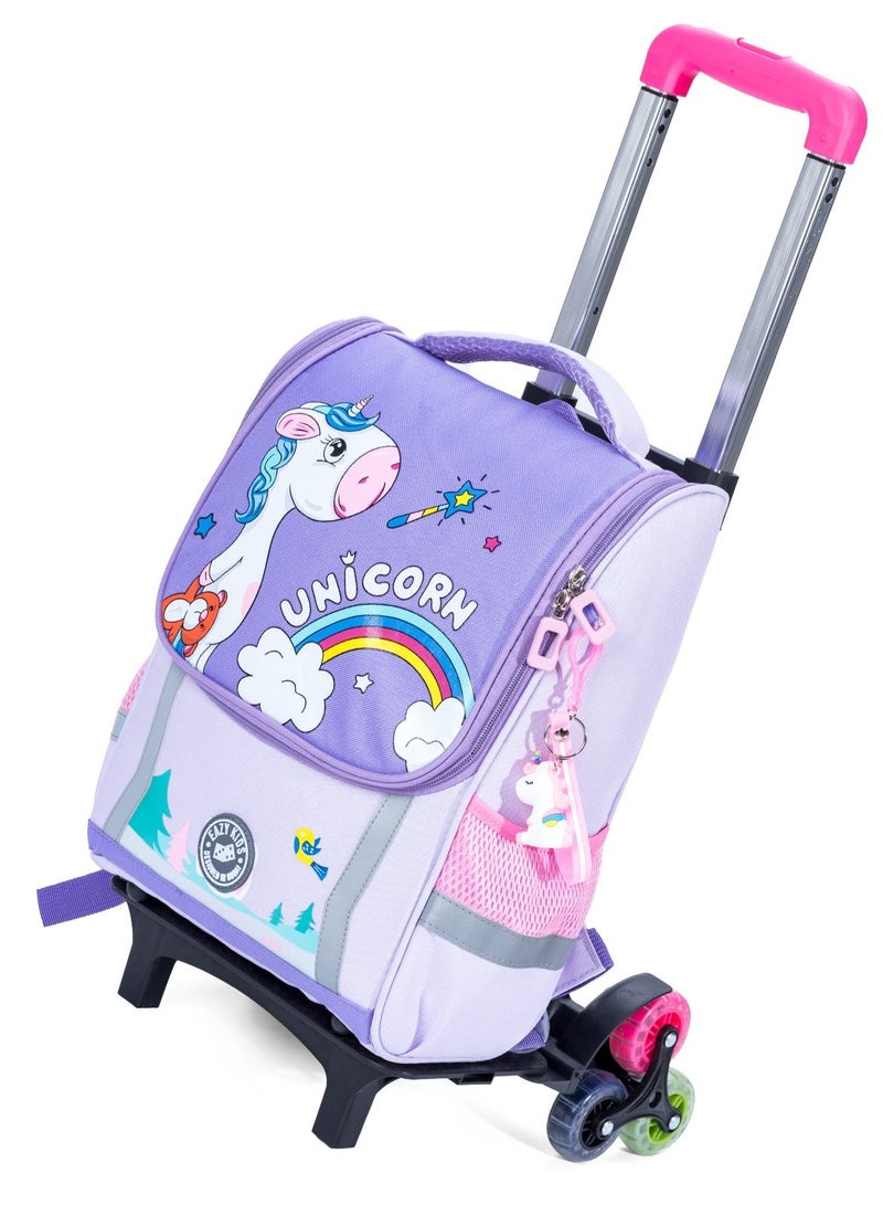 School Bag Unicorn With Trolley - Prince Purple