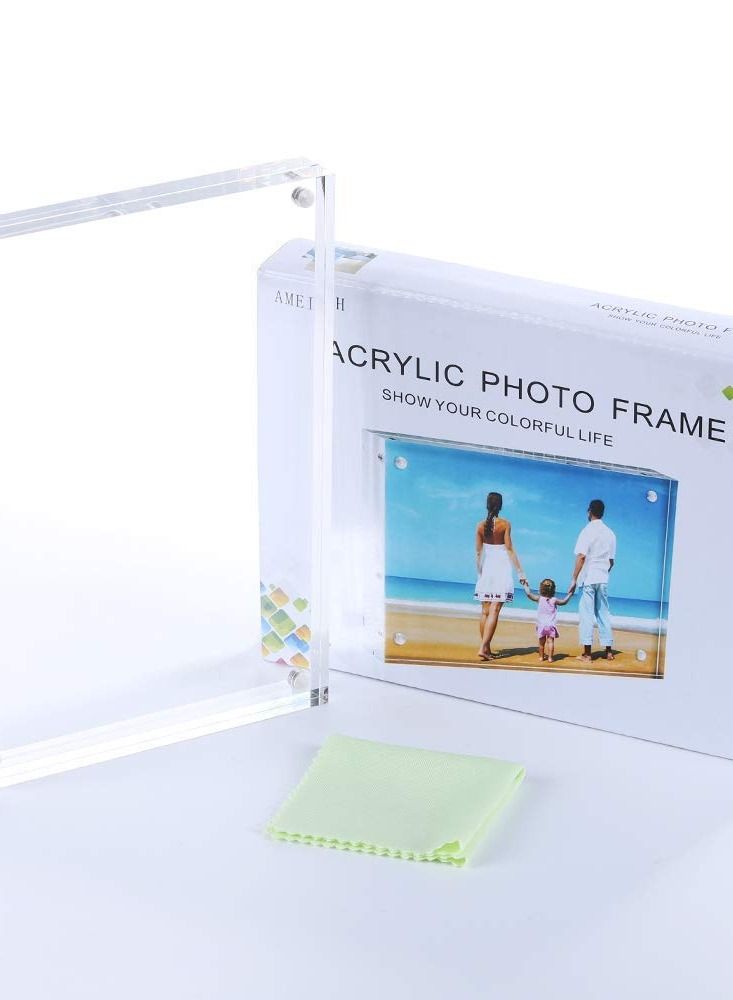 2 Pack Photo Frames Double Sided Acrylic Magnetic Picture Frame Desktop Postcard Display