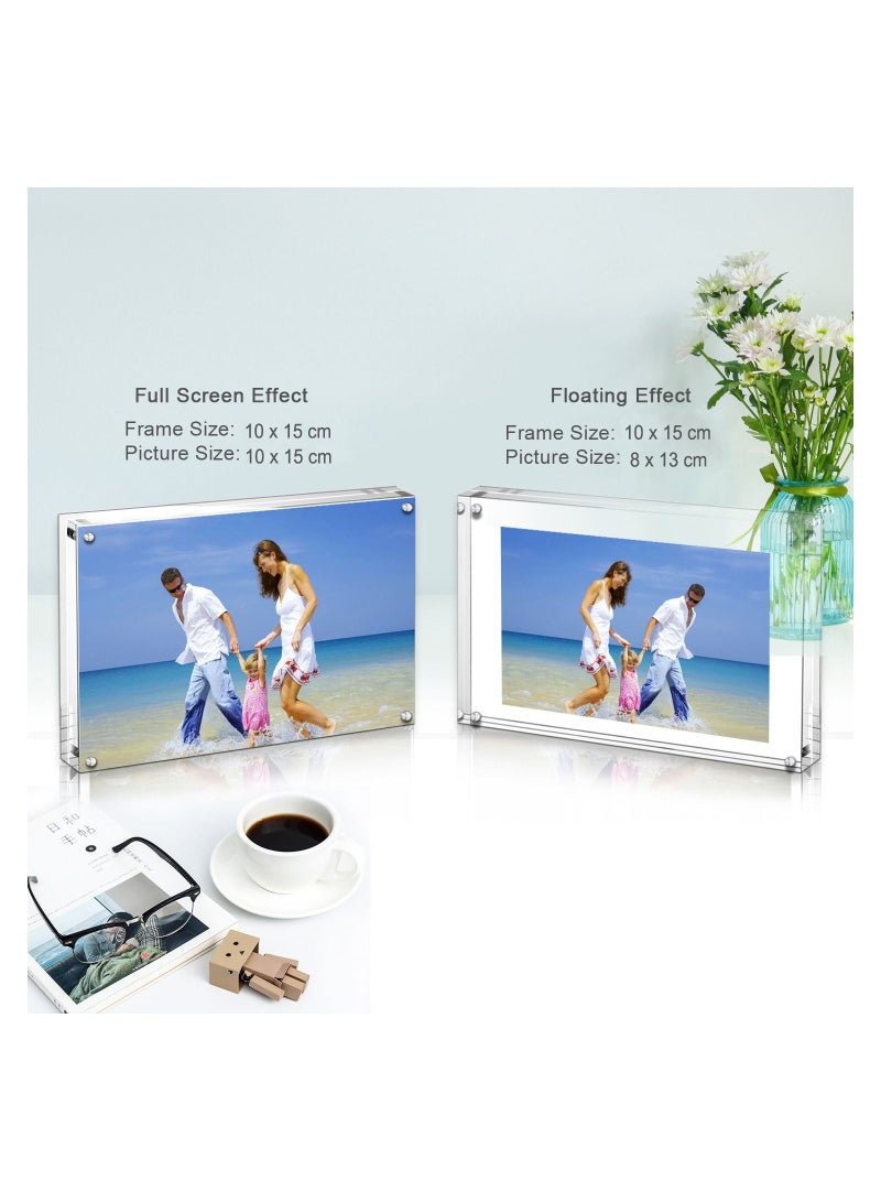 2 Pack Photo Frames Double Sided Acrylic Magnetic Picture Frame Desktop Postcard Display