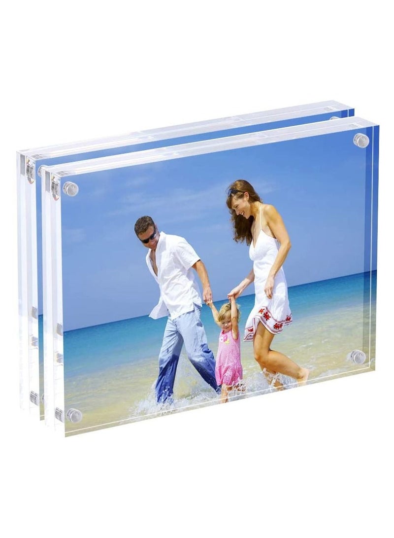 2 Pack Photo Frames Double Sided Acrylic Magnetic Picture Frame Desktop Postcard Display