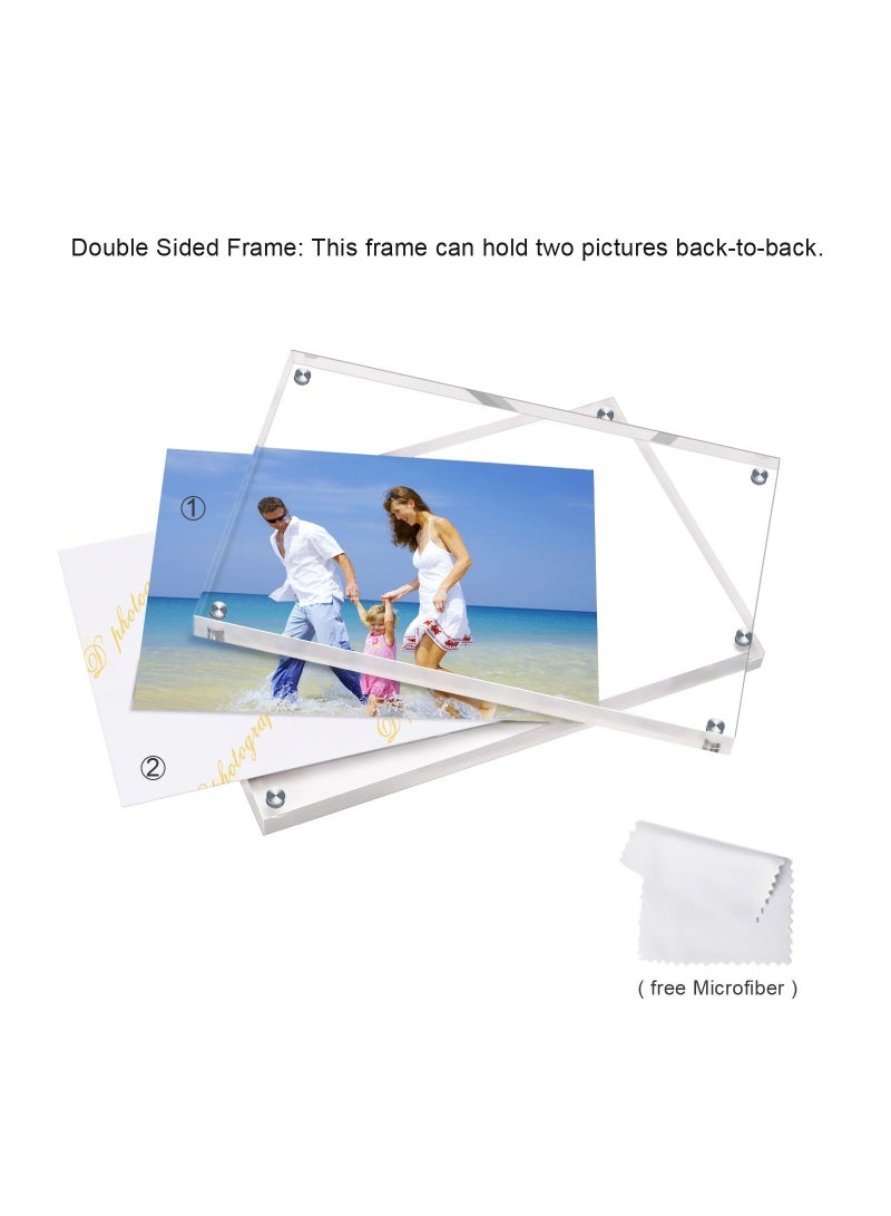 2 Pack Photo Frames Double Sided Acrylic Magnetic Picture Frame Desktop Postcard Display