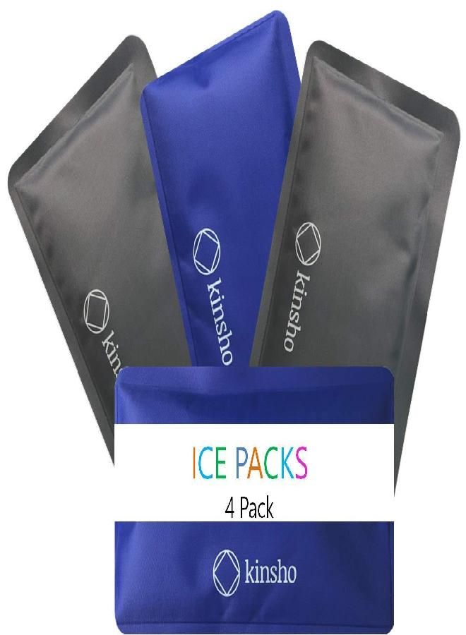 Ice Packs for Lunch Box Bag and Bento Boxes, 4 Pack Set, Reusable and Refreezable Soft Slim Pouches for Kids Boys Adults, Travel, School, Work, Camping, Long Lasting Cold, Flexible | Blue Grey…