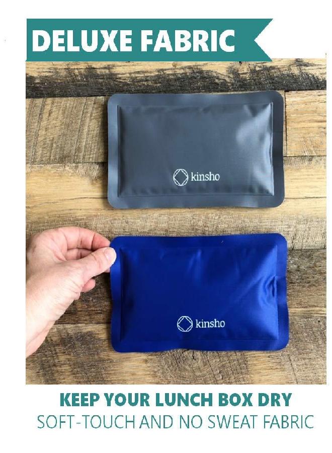 Ice Packs for Lunch Box Bag and Bento Boxes, 4 Pack Set, Reusable and Refreezable Soft Slim Pouches for Kids Boys Adults, Travel, School, Work, Camping, Long Lasting Cold, Flexible | Blue Grey…