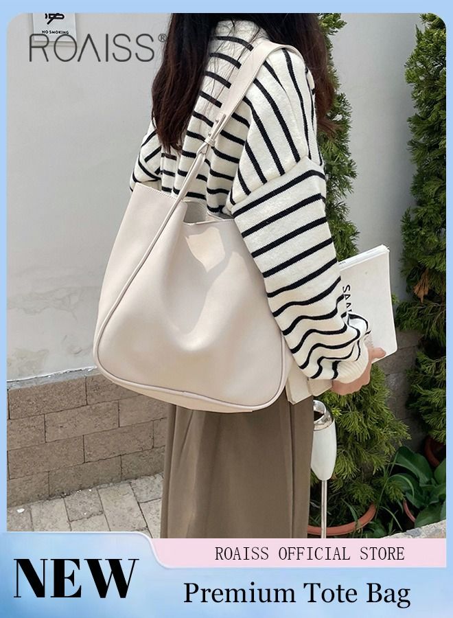 Women's Large-Capacity Bag All-Match Commuter Shoulder Bag Student Tote Bag Retro Texture