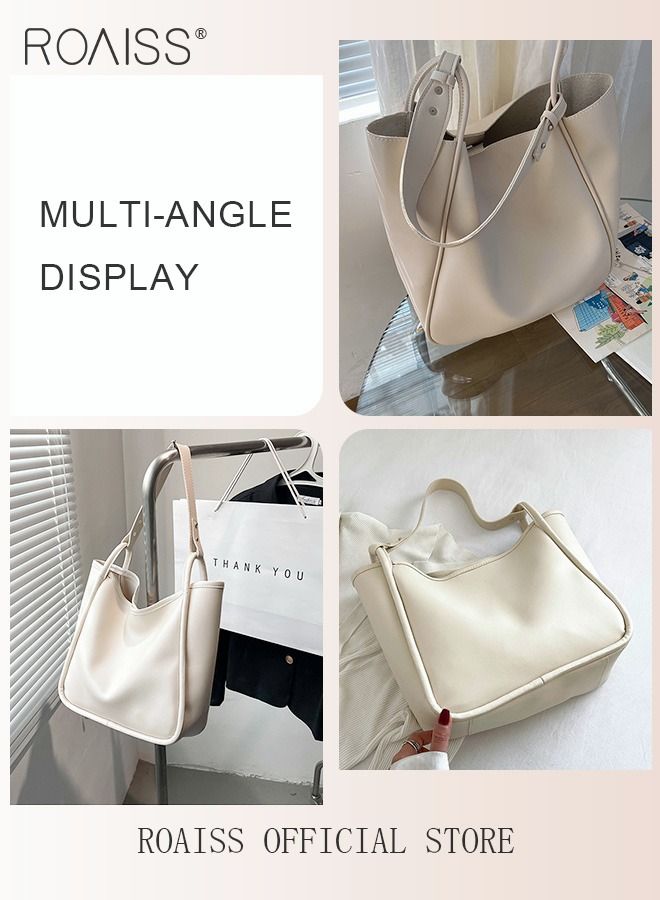 Women's Large-Capacity Bag All-Match Commuter Shoulder Bag Student Tote Bag Retro Texture