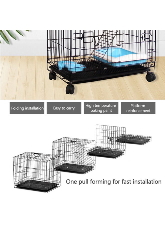 4-Tier Wire Cat Cage Playpen Kennel,Large Cat Crate for Indoor Cats(110*76*46cm,Black1)