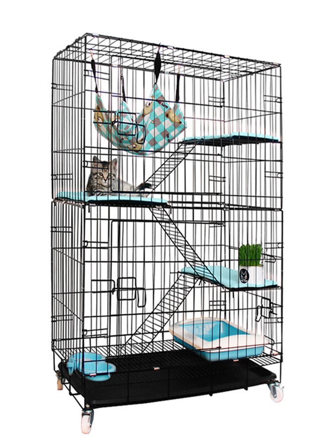 4-Tier Wire Cat Cage Playpen Kennel,Large Cat Crate for Indoor Cats(110*76*46cm,Black1)