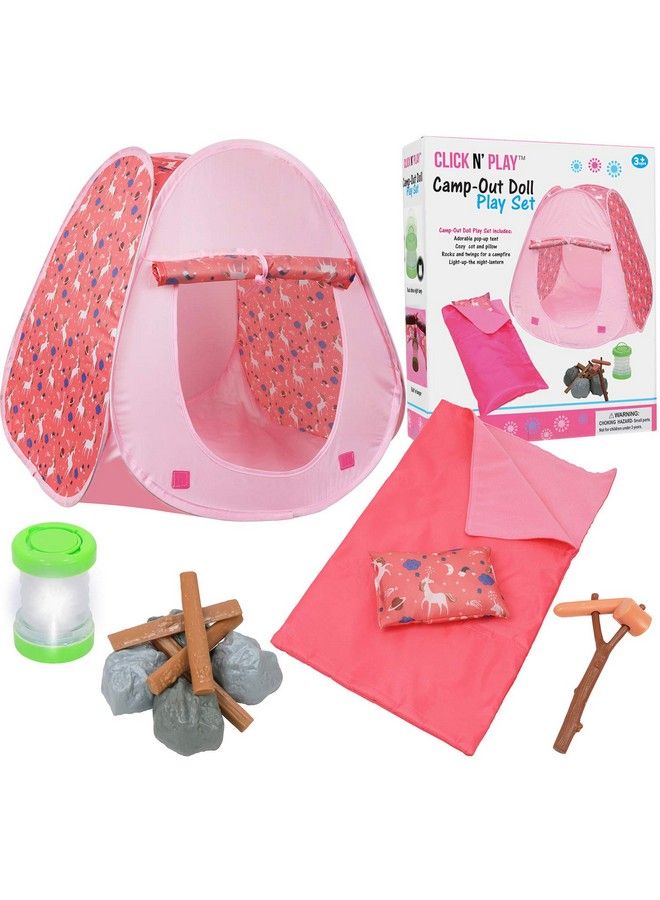 Doll Tent Camping Set & Accessories Perfect For 18 Inch Dolls ; 18 Inch Doll Accessories With Camping Tent Camping Bed Mini Lamp & Camping Pillow ; Doll Camping Set For Girls Ages 3+