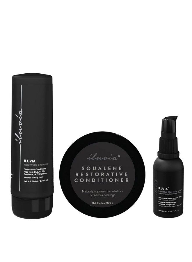 Iluvia Complete Professional System Iluvia Hard Water Shampoo 200 Ml & Squalene Restorative Conditioner 200G & Intensive Hair Care Liquid 50Ml