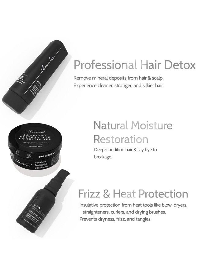 Iluvia Complete Professional System Iluvia Hard Water Shampoo 200 Ml & Squalene Restorative Conditioner 200G & Intensive Hair Care Liquid 50Ml