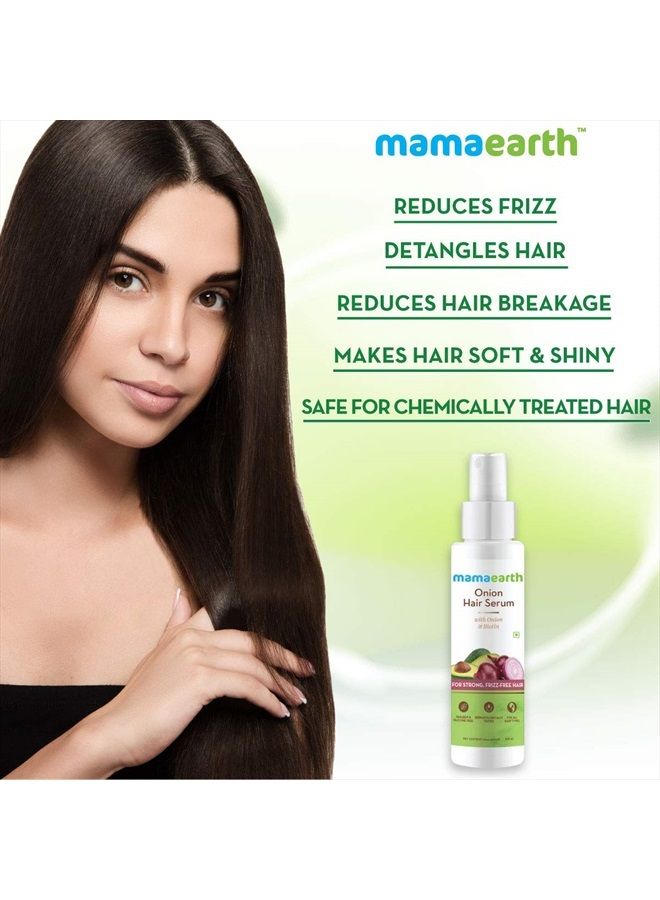 Mamaearth Onion Hair Serum For Silky & Smooth Hair, Tames Frizzy Hair, with Onion & Biotin for Strong, Tangle Free & Frizz-Free Hair - 100 ml