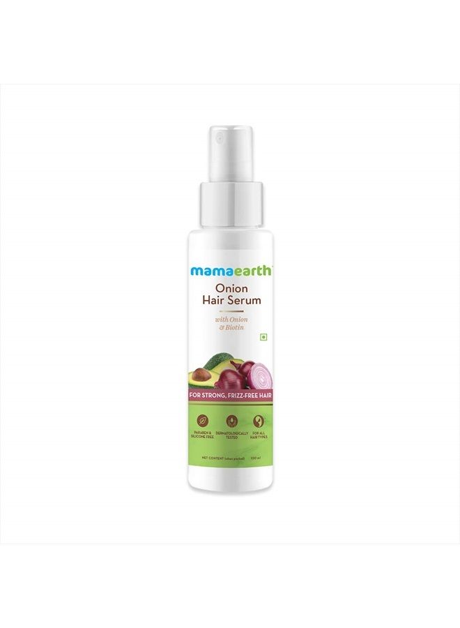 Mamaearth Onion Hair Serum For Silky & Smooth Hair, Tames Frizzy Hair, with Onion & Biotin for Strong, Tangle Free & Frizz-Free Hair - 100 ml