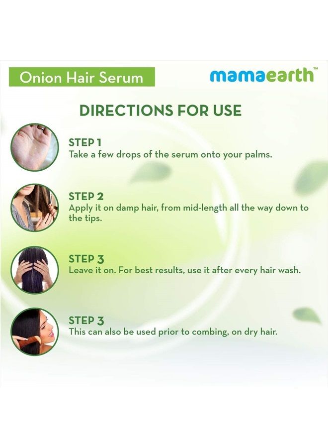 Mamaearth Onion Hair Serum For Silky & Smooth Hair, Tames Frizzy Hair, with Onion & Biotin for Strong, Tangle Free & Frizz-Free Hair - 100 ml