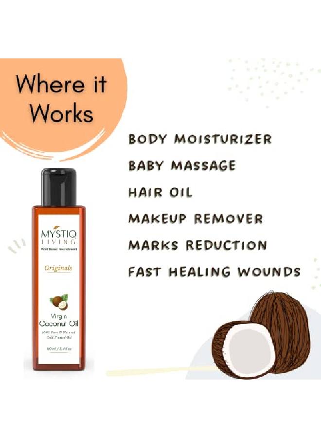 Originals Combo Sweet Almond Oil & Virgin Coconut Oil| Hair Skin & Baby Massage | Cold Pressed 100% Pure & l 200ML (Pack of 2) 100 ML Each
